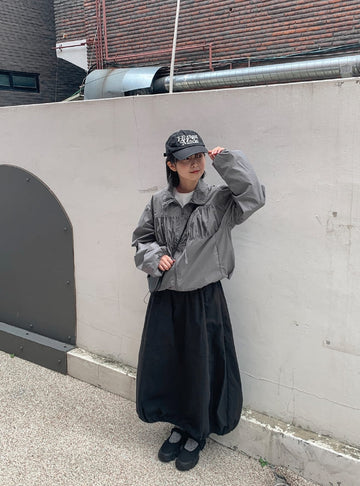 Hedel Shirring Collar Windbreaker Jumper